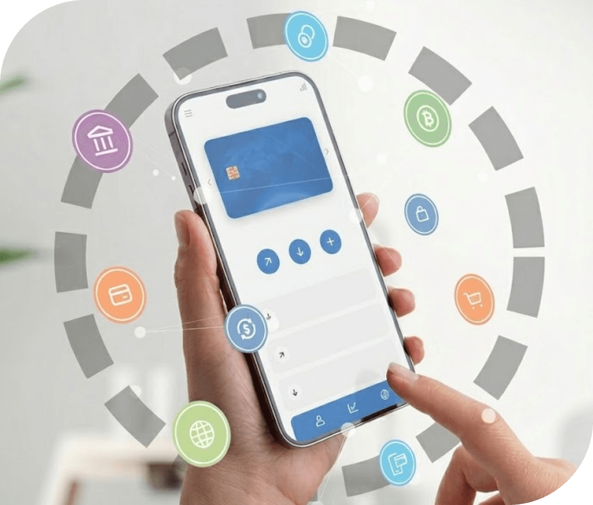 Mobile fintech app with digital banking, payments, and wallet features